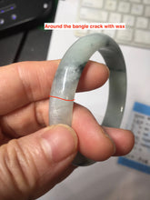 Load image into Gallery viewer, 54mm 100% natural type A light green with green floating flowers jadeite jade bangle PA258-3843 AllaboutjadeCanada.com only