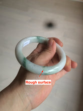 Load image into Gallery viewer, 60.6mm certified 100% Natural green/white with green floating flowers Jadeite Jade bangle AZ36-4373