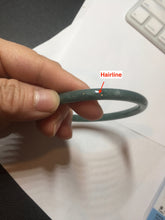 Load image into Gallery viewer, 56.5mm Certified Type A 100% Natural icy watery green/blue/black/gray slim round cut Guatemala Jadeite bangle PB14-5629