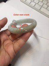 Load image into Gallery viewer, 50.5mm Certified Type A 100% Natural sunny green/white Oval Jadeite Jade bangle F115-0086