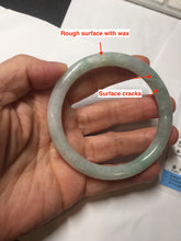 Load image into Gallery viewer, 57.5mm certified 100% natural Type A light green white round cut jadeite jade bangle PE11-3843