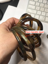 Load image into Gallery viewer, 58-63mm 100% Natural black brown beige slim Buffalo Horn bangle group CB55