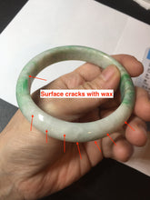 Load image into Gallery viewer, 58.5mm Certified type A 100% Natural sunny green/white Jadeite bangle AY86-3473