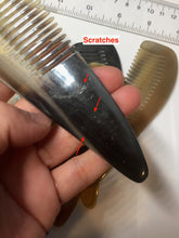 Load image into Gallery viewer, 12.5x4cm 100% Natural black brown yellow Buffalo Horn Rake Comb with Massage Handle (defects) group NJ2