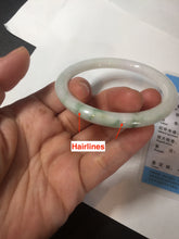 Load image into Gallery viewer, 55.4mm Certified 100% Natural type green/white with green floating flowers round cut Jadeite Jade bangle BK86-4660