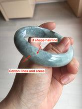 Load image into Gallery viewer, 58mm certified Type A 100% Natural light green gray chubby Jadeite Jade bangle BS115-6636