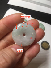 Load image into Gallery viewer, 23.5-27.7mm 100% Natural apple green/white jadeite Jade Safety Guardian Button(donut) Pendant group BK112
