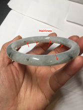 Load image into Gallery viewer, 58.2mm certified Type A 100% Natural icy light green white with green floating flowers round cut Jadeite Jade bangle BS63-7349