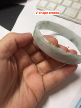 Load image into Gallery viewer, 68.3mm certified 100% natural Type A ligit green white with green floating flowers thin jadeite jade bangle AZ173-1027
