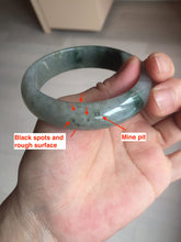Load image into Gallery viewer, 53.7mm certificated Type A 100% Natural dark green gray black Jadeite Jade bangle S87-7052
