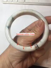 Load image into Gallery viewer, 59.4mm Certificated Type A 100% Natural White purple with green floating flowers Jadeite Jade bangle G110-1-9523