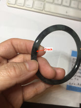 Load image into Gallery viewer, 54.5mm Certified Type A 100% Natural dark green/black/blue with black floating flowers(Wuji) slim round cut Jadeite bangle PD111-6917