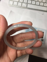 Load image into Gallery viewer, 52.5mm Certified 100% Natural Icy Watery Gray Very Light Smoky Purple (烟紫) round cut Nephrite Bangle HN229-9213
