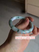 Load image into Gallery viewer, 55.5mm certificated Type A 100% Natural light green/white with green floating flowers Jadeite Jade bangle AM82-1632