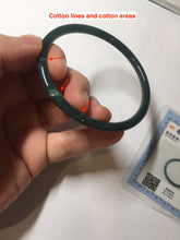 Load image into Gallery viewer, 59.5mm Certified Type A 100% Natural dark green/blue/gray with Guatemala slim round cut Jadeite bangle BG201-8853