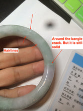 Load image into Gallery viewer, 56.5 mm certificated Type A 100% Natural light green/purple round cut Jadeite Jade bangle S65-4066