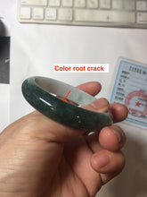 Load image into Gallery viewer, 53.5mm certified 100% natural Type A oily dark green gray black(老油青) half mountain half water (半山半水) oval jadeite jade bangle BS178-0061