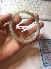Load image into Gallery viewer, 60.5mm Certified Type A 100% Natural Green, Gray, Brown & Black Flying Dandelion Vintage Twist Style Nephrite Jade Bangle JT7-1199