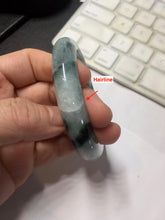 Load image into Gallery viewer, 56.4mm certified 100% natural Type A light green white with green floating flowers jadeite jade bangle BS123-7295
