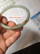 Load image into Gallery viewer, 56mm certified Type A 100% Natural light green brown gray slim round cut Jadeite Jade bangle PH206-6184