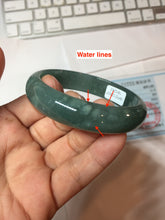 Load image into Gallery viewer, 53.8mm Certified Type A 100% Natural Light Green/Blue/Gray With Flying Snow Guatemala Jadeite Bangle PH267-1242