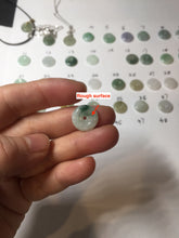 Load image into Gallery viewer, 12.5-13mm Type A 100% Natural icy watery green purple white yellow Jadeite Safety Guardian Button donuts pendant PF2