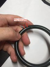 Load image into Gallery viewer, 62mm certified 100% Natural dark green/black round cut nephrite (碧玉) bangle HN21-9155