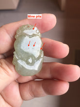 Load image into Gallery viewer, Type A 100% Natural Light Green gray (淡油冰)Jadeite Jade bunny rabbit Pendant PC232