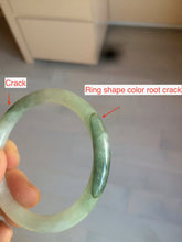 Load image into Gallery viewer, 54.5mm Certified type A 100% Natural icy watery dark green/white round cut Jadeite bangle BG74-0417