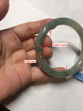 Load image into Gallery viewer, 55.4mm Certified type A 100% Natural light green gray round cut Jadeite bangle PD36-9589