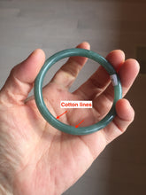 Load image into Gallery viewer, 55mm Certified Type A 100% Natural deep sea dark green/blue/gray/black slim round cut Guatemala Jadeite bangle AU74-3803