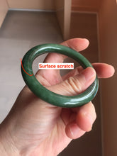 Load image into Gallery viewer, 55mm Certified 100% Natural Deep Pine Green/Black "Serene Ember Forest" Nephrite (red-skin nephrite 红皮碧玉) Bangle HT168-19-6175