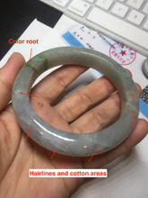 Load image into Gallery viewer, 60mm Certified Type A 100% Natural white/light purple/brown/yellow/gray (FU LU SHOU) Jadeite Jade bangle BF107-8641