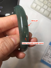Load image into Gallery viewer, 59mm Certified Type A 100% Natural icy watery dark green/blue/gray/black Guatemala Jadeite bangle BS156-0131