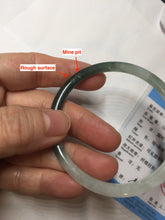 Load image into Gallery viewer, Sold !55.3mm Certified type A 100% Natural icy watery dark green white half mountain half water two-tone(半山半水) slim round cut Jadeite bangle BG218-8579