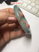 Load image into Gallery viewer, 55.5mm Certified Type A 100% Natural Dark Green Blue Gray Black Moonlit Ink (水墨月色) Round Cut Jadeite Jade Bangle AZ141-0759