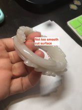 Load image into Gallery viewer, 55.5mm 100% natural light pale pink/white/beige Quartzite (Shetaicui jade) carved flowers bangle XY15