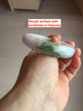 Load image into Gallery viewer, 55.2mm certified 100% natural Type A watermelon-rind green light purple Base jadeite bangle PA184-4754