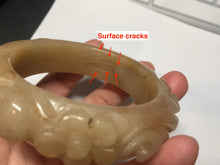 Load image into Gallery viewer, 55.5mm 100% natural yellow orange purple carved flowers Quartzite (Shetaicui jade) bangle SY104