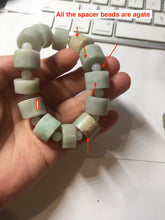 Load image into Gallery viewer, AllaboutjadeCanada.com only 54–58mm 100% Natural Type A light Green, yellow, purple, brown & Gray Jadeite Cylinder Bead Bracelet PC245 add on item.