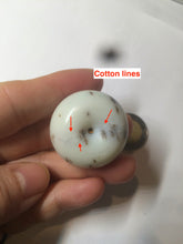 Load image into Gallery viewer, 100% Natural white beige with black/brown flying dandelions Osmanthus fragrant cheese cake nephrite Jade pendant/worry stone HT68