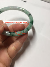 Load image into Gallery viewer, 55mm Certified Type A 100% Natural sunny green light green purple with green floating flowers slim round cut Jadeite bangle PD204-3919
