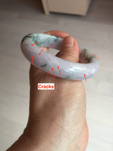 Load image into Gallery viewer, 54.4mm certified 100% natural Type A light purple with sunny green flying flowers jadeite jade bangle BL105-8717