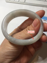 Load image into Gallery viewer, 47.5mm certified 100% natural Type A icy watery green white broad style oval jadeite jade bangle BK129-0267