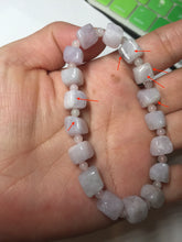 Load image into Gallery viewer, 100% natural type A icy white/purple jadeite jade beads bracelet BK57