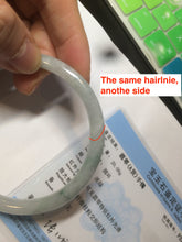Load image into Gallery viewer, 56.8mm certified Type A 100% Natural green/white slim round cut Jadeite Jade bangle M84-0142