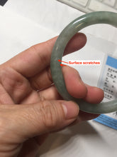 Load image into Gallery viewer, 55.8mm Certified type A 100% Natural light green gray round cut Jadeite bangle PD40-9581