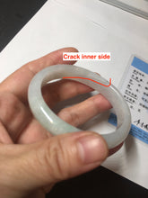Load image into Gallery viewer, 47.5mm certified 100% natural Type A icy watery green white oval jadeite jade bangle BP46-9356