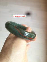 Load image into Gallery viewer, 57mm type A 100% Natural icy dark green/black jadeite jade bangle AY36-1097