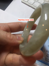 Load image into Gallery viewer, 54.2mm certified 100% Natural icy watery light beige pale pink gray white nephrite bangle HN122-1076